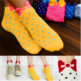 Colorful Cotton Dot Bow Socks