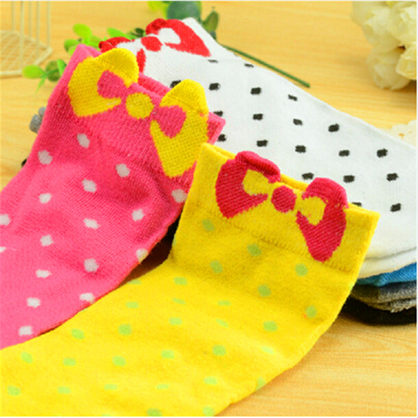 Colorful Cotton Dot Bow Socks