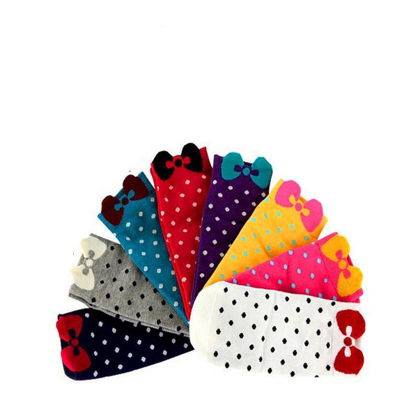 Colorful Cotton Dot Bow Socks