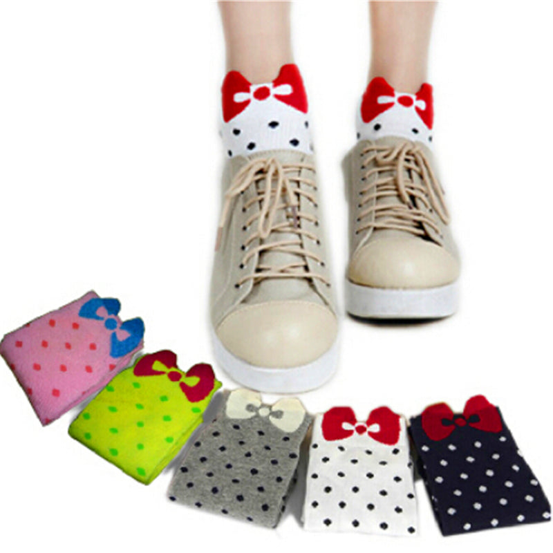 Colorful Cotton Dot Bow Socks