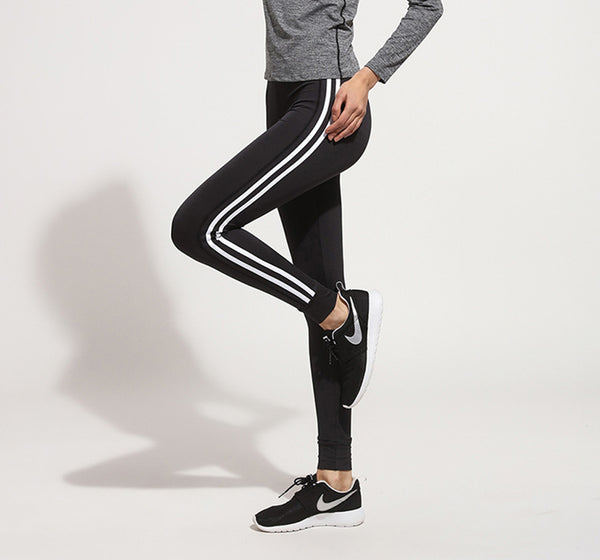 Slim Splice Black Long Leggings